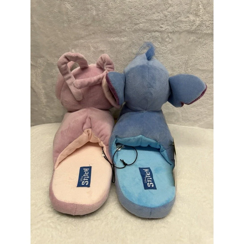 Disney Stitch & Angel Plush Slippers Girl XL Blue Pink